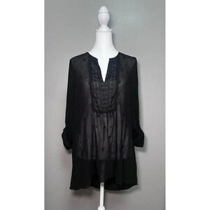 WHITE HOUSE BLACK MARKET Sheer Black Tunic Blouse Women’s Size 4 casual relaxed
